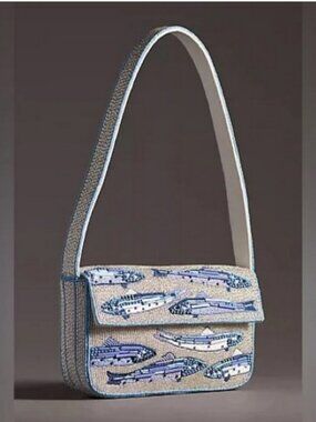 Anthropologie NWT Fiona Sardines Fish Beaded Bag New with tag Rare Find